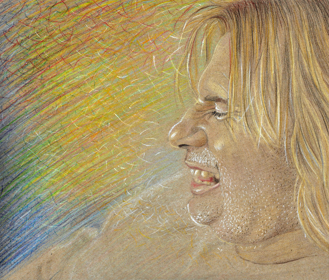 Portrait eines Mannes mit Buntstift gezeichnet von Nina Horstmeier